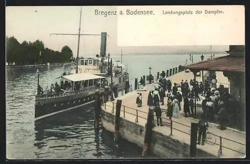 AK Bregenz a. Bodensee, Landungsplatz der Dampfer