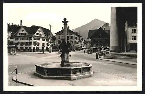 AK Dornbirn, Platz mit Brunnen