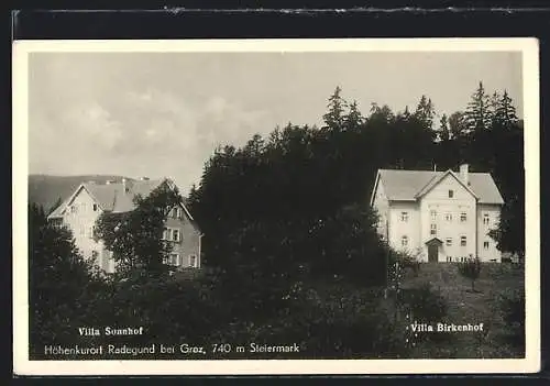 AK Radegund bei Graz, Villa Sonnhof, Villa Birkenhof