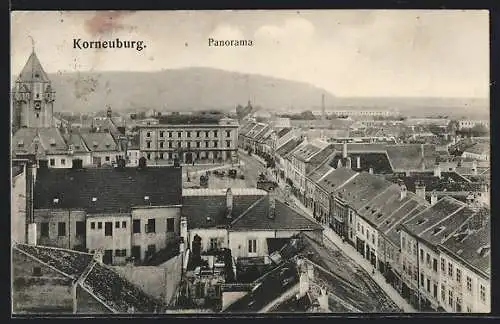 AK Korneuburg, Teilansicht der Stadt mit Strassenzug und Kirchplatz