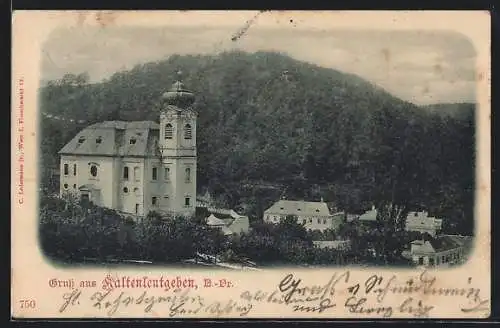 AK Kaltenleutgeben /O.-Oe., Ansicht einer Kirche mit bewaldetem Hügel