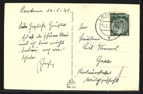 AK Leoben, Teilansicht von einer Anhöhe mit Blick auf Kirche