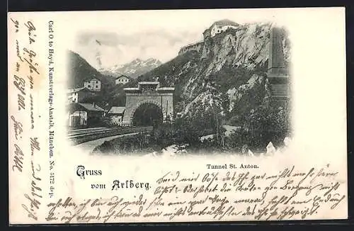 AK St. Anton /Arlberg, Tunnel, Denkmal