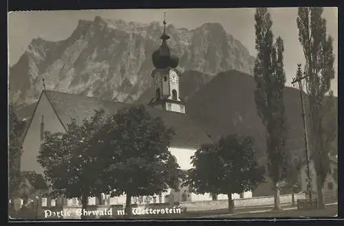 AK Ehrwald, Ortspartie mit Kirche