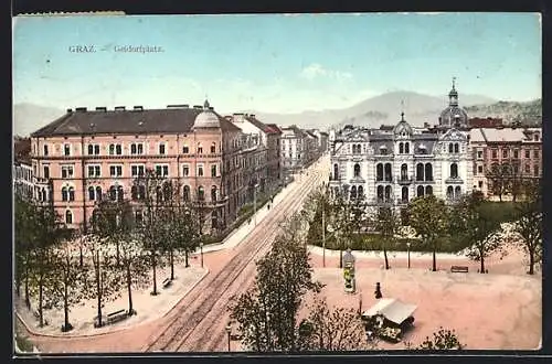 AK Graz, Gleidorfplatz, Litfasssäule