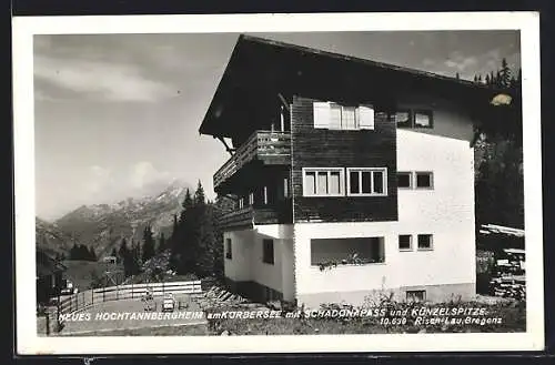 AK Schröcken, Neues Hochtannenbergheim am Körbersee mit Schadonapass und Künzelspitze