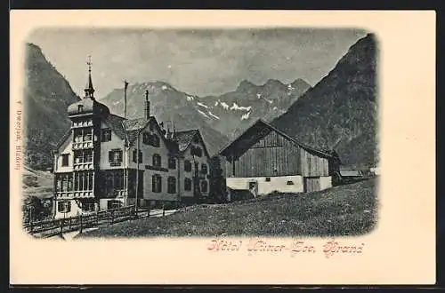 AK Brand, Hotel Lüner-See mit Bergpanorama