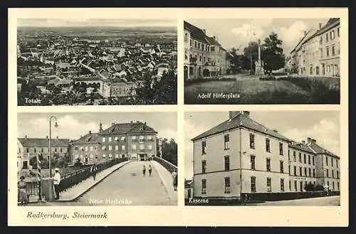 AK Radkersburg, Totale, platz, Neue Murbrücke, Kaserne