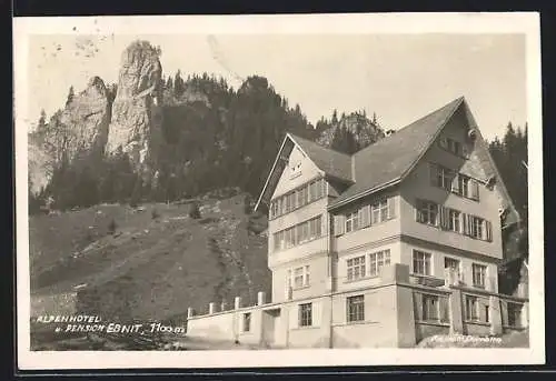 AK Ebnit, Alpenhotel und Pension an einer Felsformation