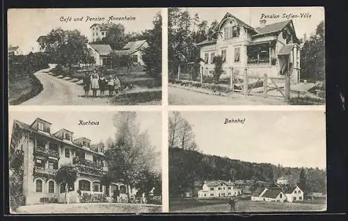 AK Lassnitzhöhe, Café und Pension Annenheim, Pension Sofien-Villa, Kurhaus, Bahnhof