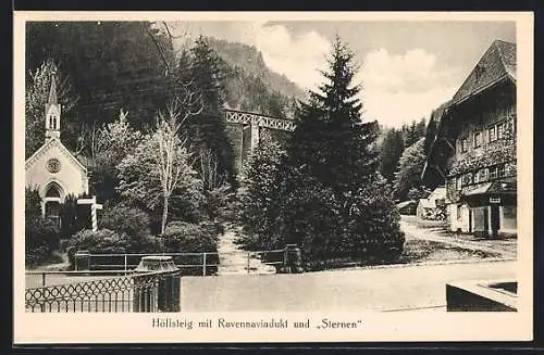 AK Höllsteig, Ortspartie mit Ravennaviadukt und Sternen