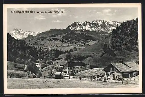 AK Obertiefenbach i. bayer. Allgäu, Ortsansicht im Bergidyll