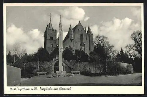 AK Ingelheim a. Rh., Burgkirche mit Ehrenmal