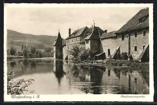 AK Weissenburg i. B., Uferpartie an der Stadtmauer