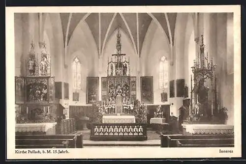 AK Pullach, Inneres der Kirche mit Altar