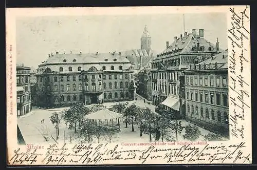AK Mainz, Gouvernementsgebäude und Schillerdenkmal