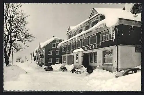 AK Höchenschwand /Hochschwarzwald, Hotel Krone im Schnee