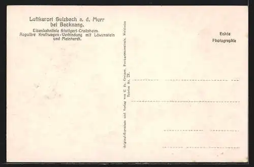 AK Sulzbach a. d. Murr, Ortsansicht aus der Vogelschau