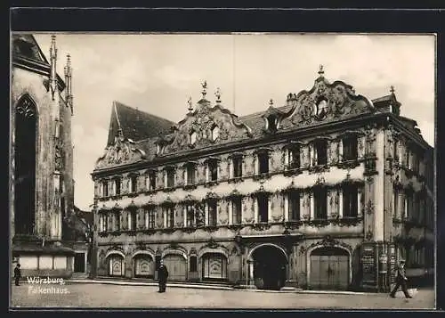 AK Würzburg, Passanten am Falkenhaus
