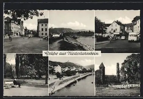 AK Niederlahnstein, Strassenpartien, Park und Fluss