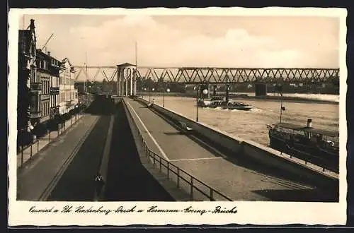 AK Neuwied a. Rh., Hindenburg-Deich und Hermann Göring-Brücke