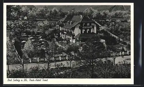 AK Bad Salzig a. Rh., Park-Hotel Trost aus der Vogelschau