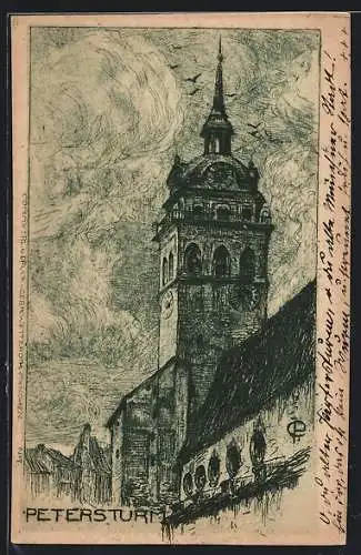 Künstler-AK München, Petersturm