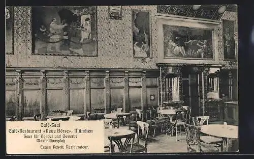 AK München, Café-Restaurant Neue Börse, Eugen Petzolt
