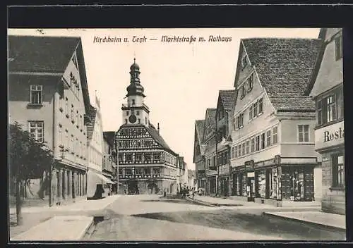 AK Kirchheim unter Teck, Marktstrasse mit Rathaus