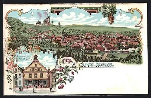 Lithographie Kappelrodeck, Totalansicht aus der Vogelschau, Handlung Roth