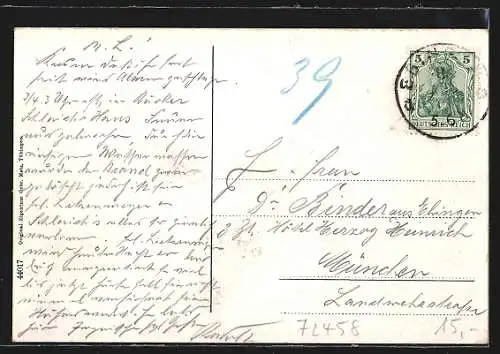 AK Ebingen, Gartenstrasse mit Kirchturm