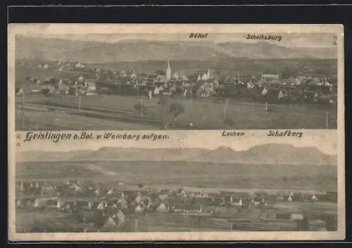 AK Geislingen / Balingen, Ortsansicht vom Weinberg mit Lochen, Schafberg und Schalksburg