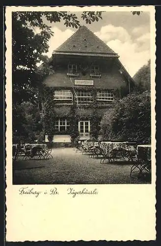 AK Freiburg i. Br., Gasthof Jägerhäusle mit Garten