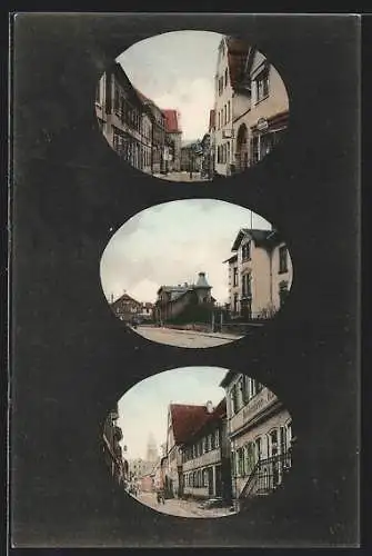 AK Marktheidenfeld, Strassenpartie mit Buchdruckerei, Villa, Strassenansicht mit Geschäften