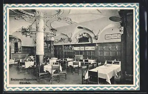 AK München, Restaurant Augustiner, Innenansicht