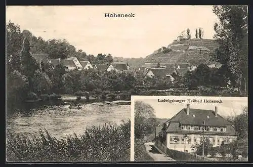 AK Bad Hoheneck, Ortsansicht und Flusspartie