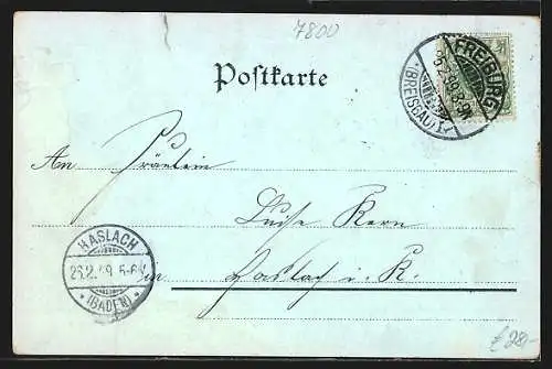 Mondschein-Lithographie Freiburg i. B., winterliche Ansicht mit Münster