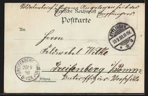 Mondschein-AK Karlsruhe, Kaiserplatz mit Stadtkirche