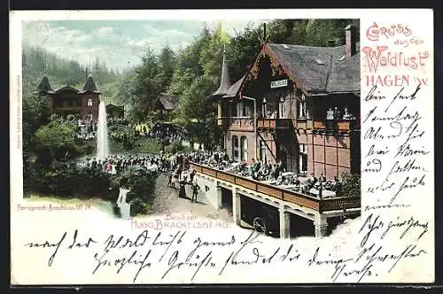 AK Hagen i. W., Partie am Gasthaus Waldlust