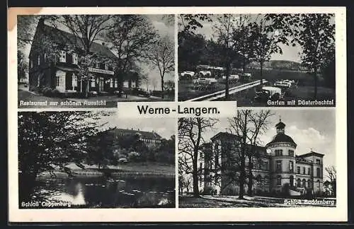 AK Werne-Langern, Cafe Restaurant zur schönen Aussicht, Inh. A. Hauschopp, Schloss Cappenberg, Schloss Buddenberg