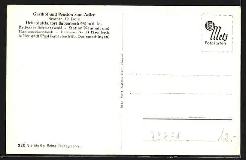 AK Bubenbach, Teilansicht mit Gasthaus Adler