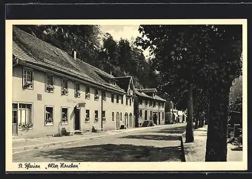 AK St. Blasien, Gasthaus Alter Hirschen mit Strassenpartie