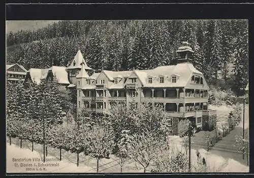 AK St. Blasien i. Schwarzwald, Sanatorium Villa Luisenheim im Schnee