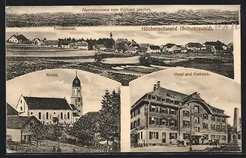 AK Höchenschwand /Schwarzwald, Hotel und Kurhaus, Kirche, Totalansicht