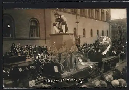 AK München, Karneval 1928, Festwagen