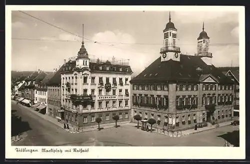 AK Tuttlingen, Rathaus und Sparkasse aus der Vogelschau