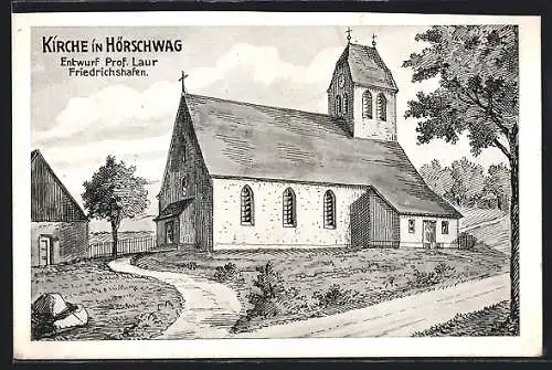 Künstler-AK Hörschwag, Weg zur Kirche