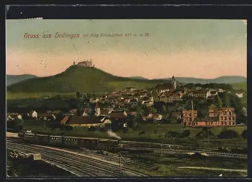 AK Hechingen, Gesamtansicht mit Burg Hohenzollern