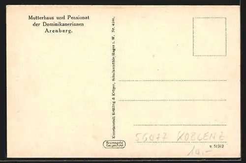 AK Arenberg, Mutterhaus und Pensionat der Dominikanerinnen, Marienhof