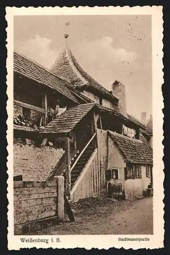 AK Weissenburg i. B., Wegpartie an der Stadtmauer